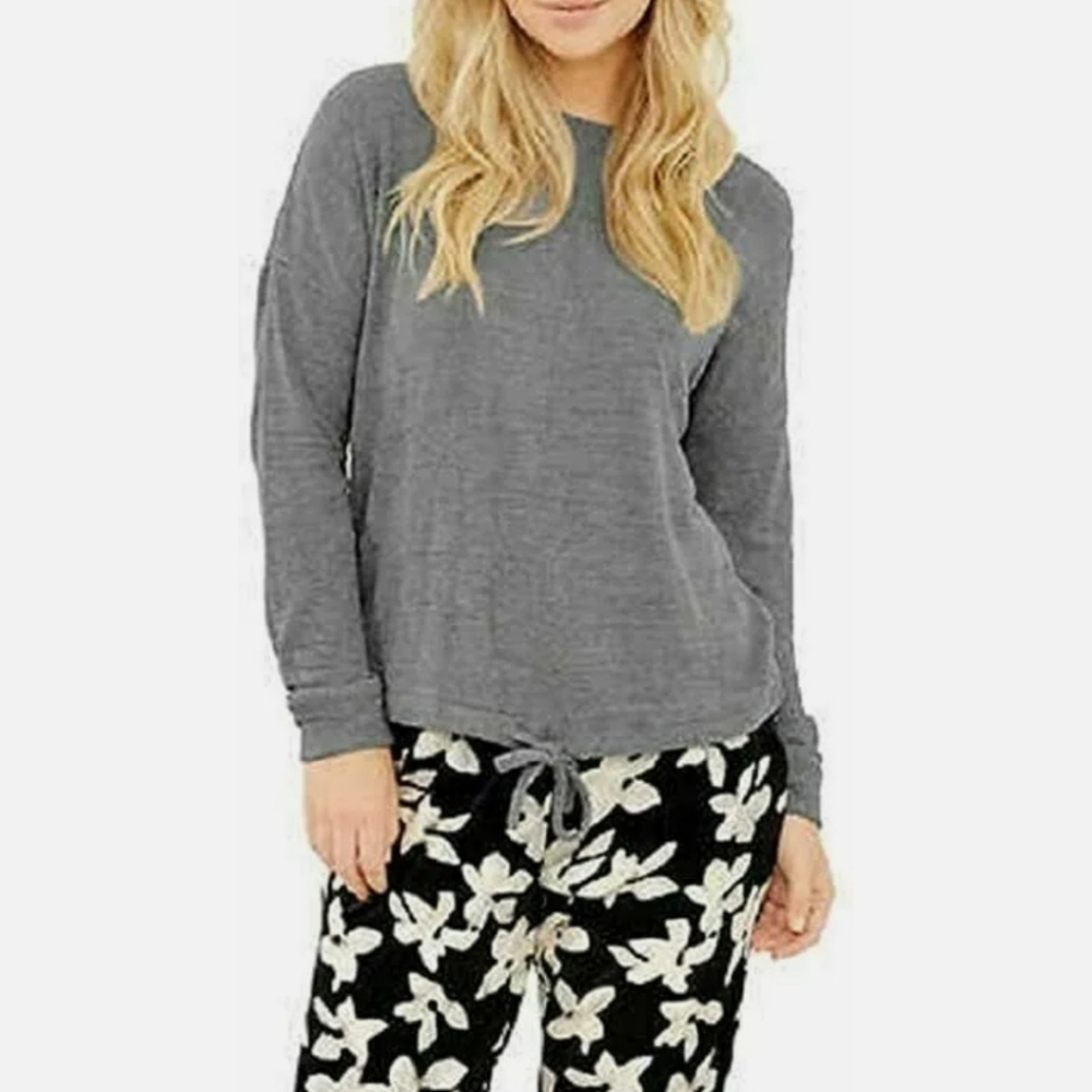 Three Dots Ladies' Velour Long Sleeve Pajama Set with Eye Mask Size Large NWT